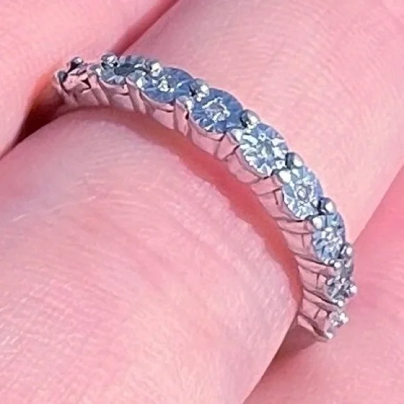 Vintage Diamond Ring Size 7 Half Infinity Starburst MP Sterling Silver 925 - Picture 3 of 12